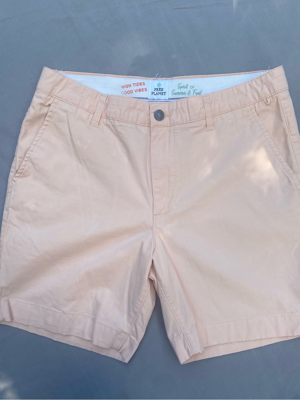 Free Planet Men's Peach Cotton Flat-Front Shorts